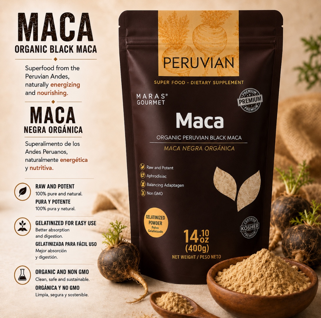 Organic Black Maca powder, gelatinized, 14.10 oz (400 g) by Casa Morena